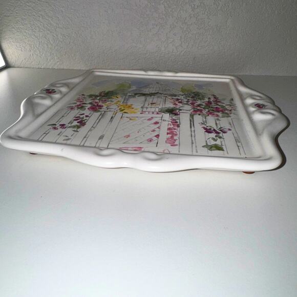 Pfaltzgraff Cottage Garden Wall Plaque – Floral Gate Scene, 9.5” - Picture 7 of 8